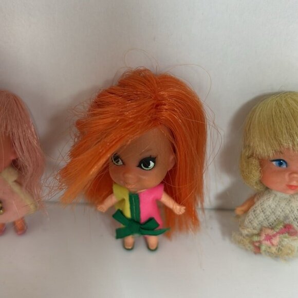 Vintage Lot Of 3 Liddle Kiddles red, pink & yellow hair used - Picture 4 of 10